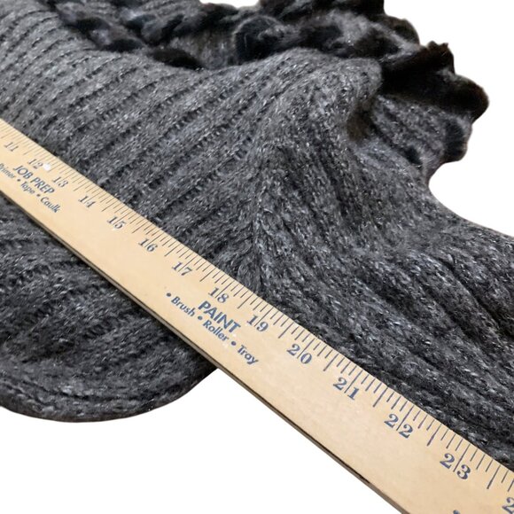 Women’s Steampunk Cardigan Gray Black Fur Trim Layered Ruffles Flowy Hemline - Picture 7 of 11